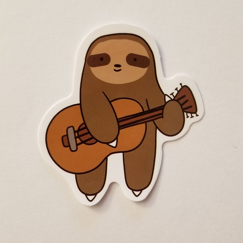 10/$10 Sloth Playing Guitar Sticker